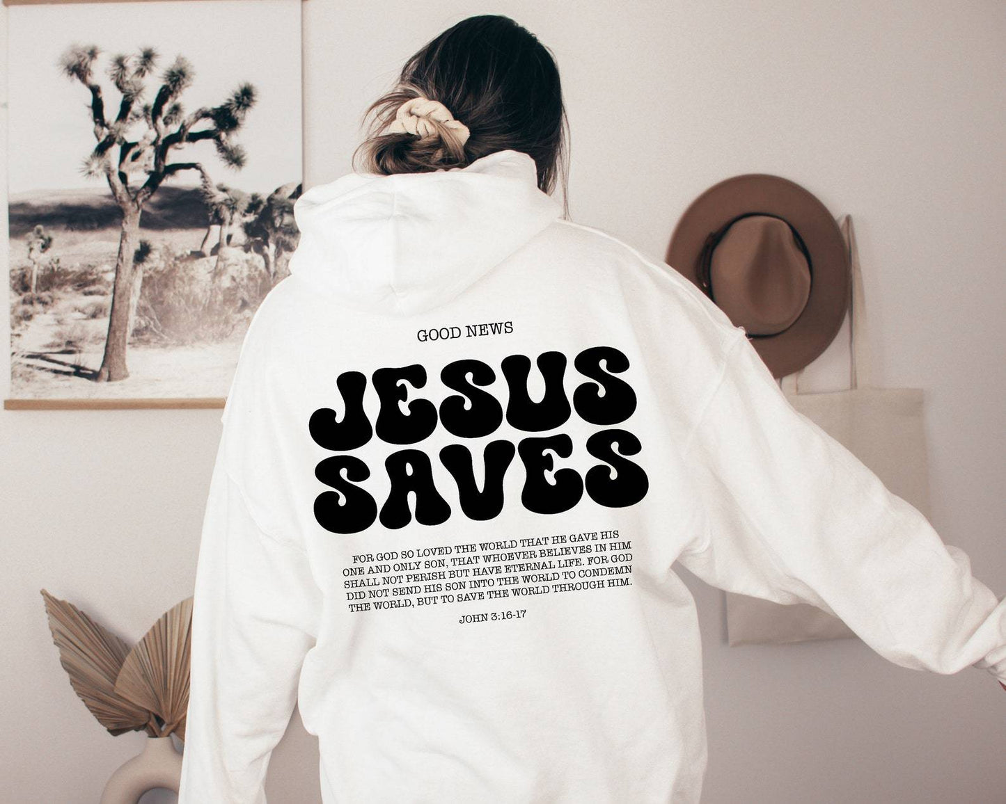 Jesus Saves Hoodie with Bible Verse John 3:16