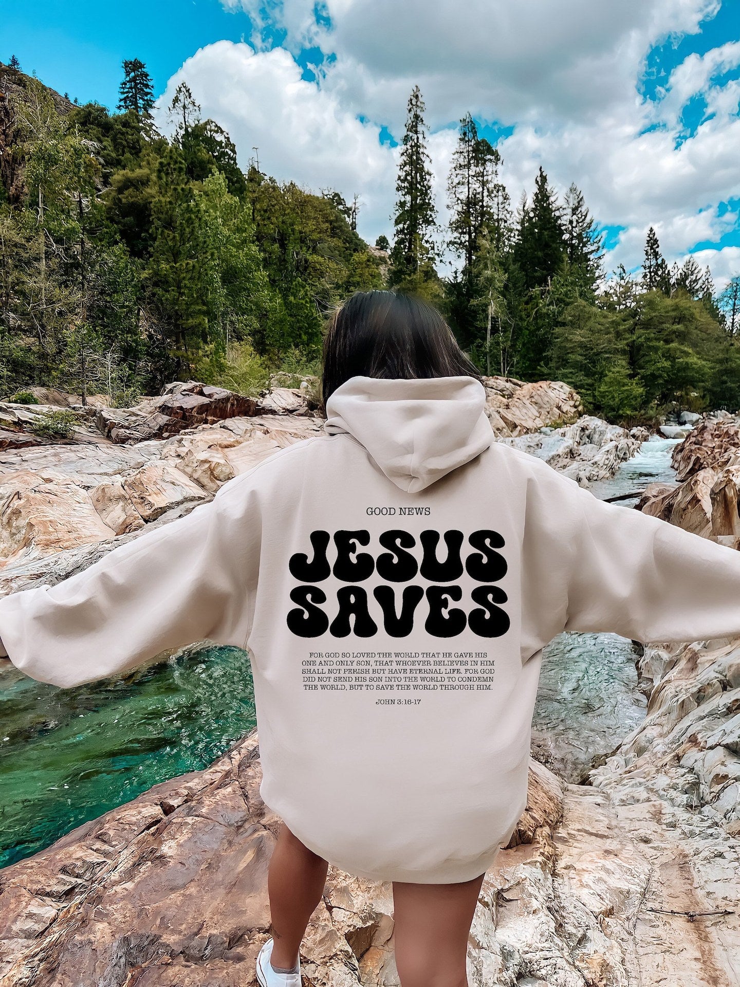 Jesus Saves Hoodie with Bible Verse John 3:16